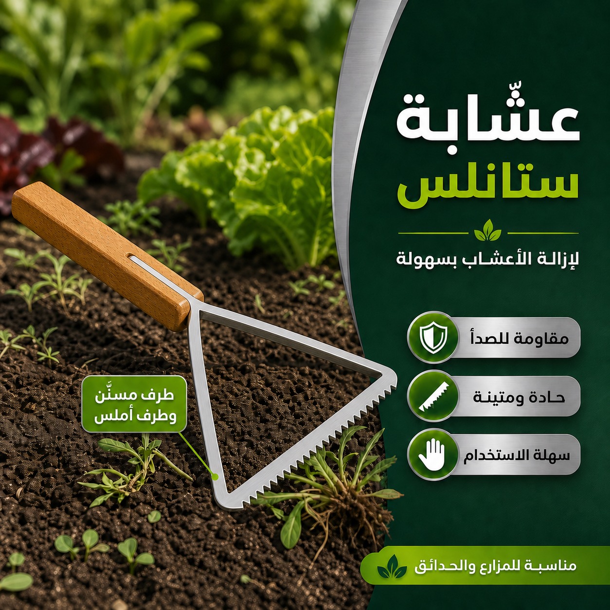 عشّابة ستانلس يدوية لإزالة الأعشاب الضارة