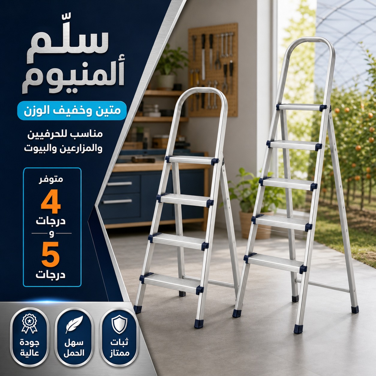 سلّم ألمنيوم منزلي وزراعي (4 درجات)