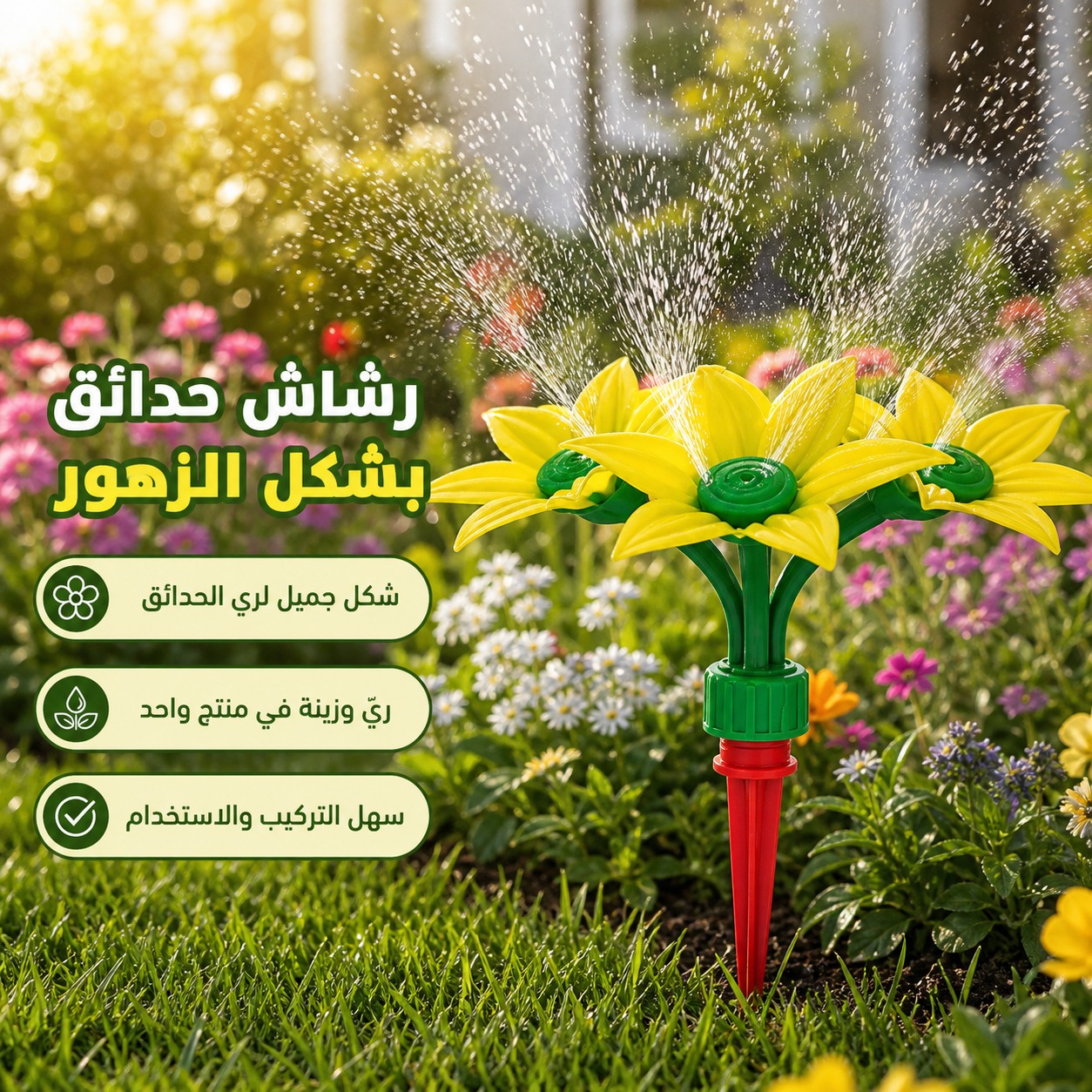 رشاش حدائق ذكي ومبتكر بشكل الزهور