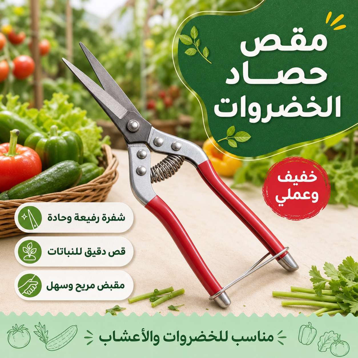 مقص حصاد وتقليم الخضروات والأعشاب