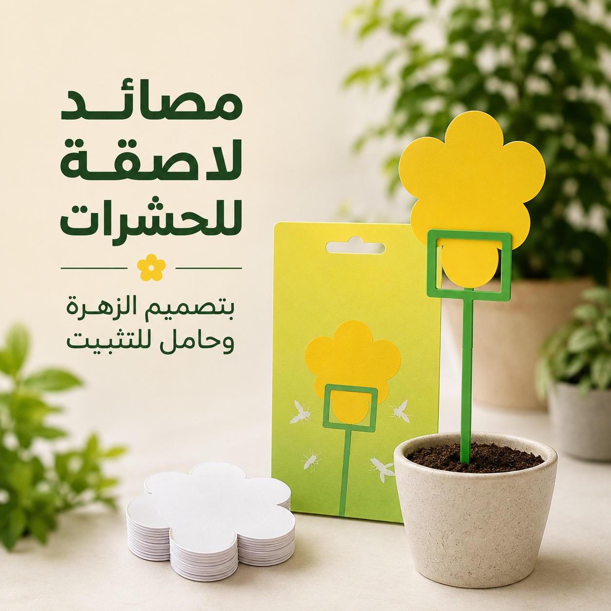 مصائد لاصقة للحشرات بتصميم الزهرة مع حامل للتثبيت