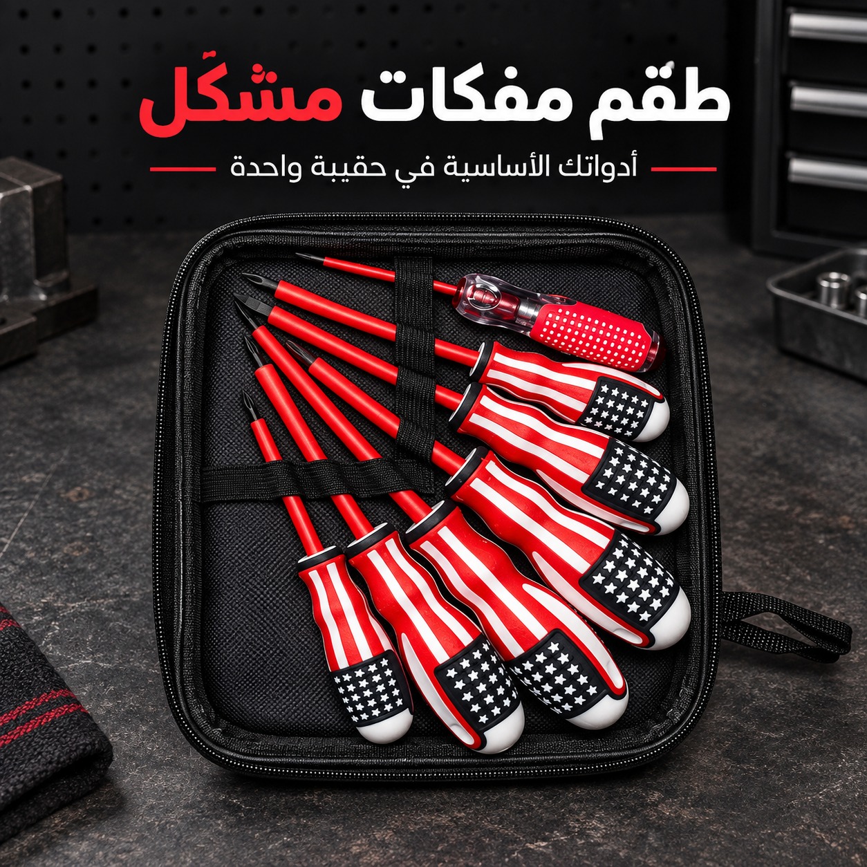 طقم مفكات مشكّل (أدواتك الأساسية في حقيبة واحدة)